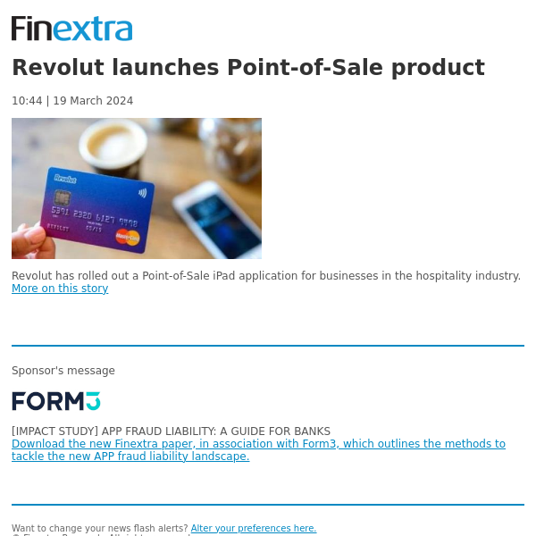 Finextra News Flash: Revolut launches Point-of-Sale product