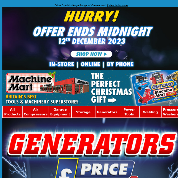 Reminder: Our Generators Price Crash Offer Ends Today!