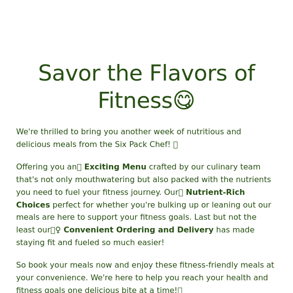 Unleash Your Fitness Potential with The Six Pack Chef's New Menu!