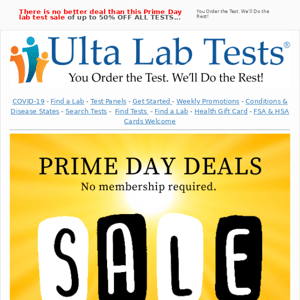 ✅ PRIME WEEK SALE - THE BEST VALUE IN LAB TESTS! [SAVE UP TO 50% ON ALL TESTS]