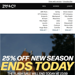 ENDS TODAY: 25% off new season this payday weekend