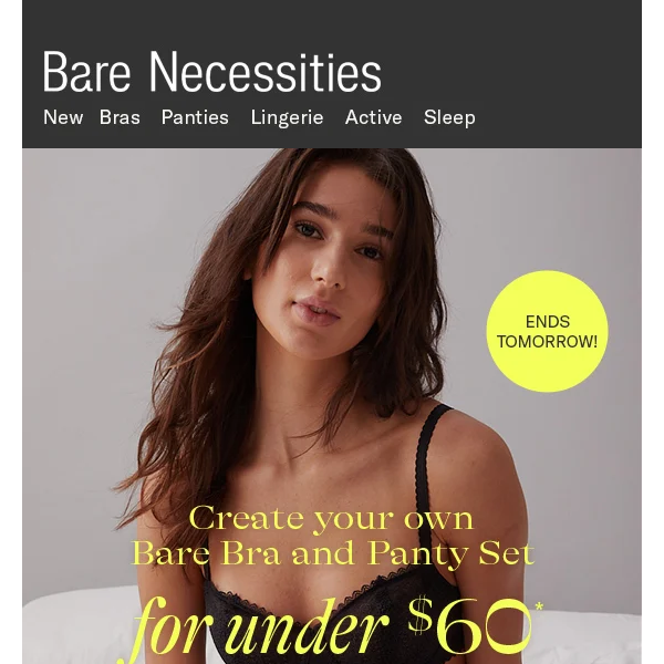 Hurry! Pair A Bare Bra & Panty For Less Than $60…Ends Tomorrow