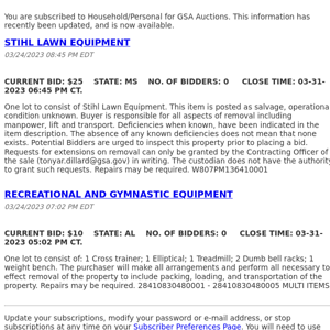 GSA Auctions Household/Personal Update