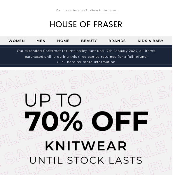 Up to 70% off Knitwear | Flash Sale