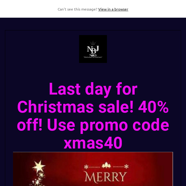 Last day for Christmas sale! 40% off! Use promo code xmas40