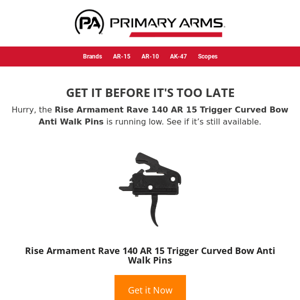 🔥 Running low on Rise Armament Rave 140 AR 15 Trigger Curved Bow Anti Walk Pins! 🔥