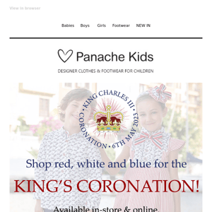 Shop Panache Kids For The King's Coronation! 👑