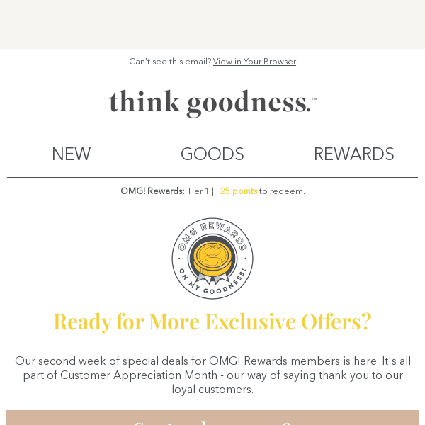 More exclusive deals just for you, Think Goodness