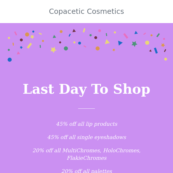 Less than 12 hours to shop!