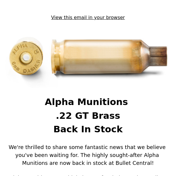 .22 GT Brass - Alpha Munitions