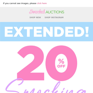 Saving Extended! Shop 20% Off Smocking!
