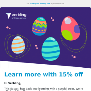 A treat to say Happy Easter 🍬 15% off lesson packages