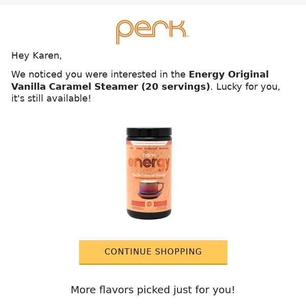 Energy Original Vanilla Caramel Steamer (20 servings) is too good to pass up!