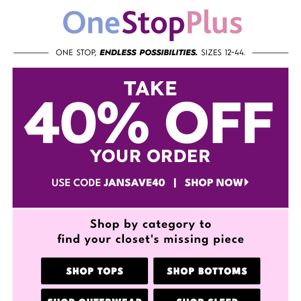 DEAL ENDS AT MIDNIGHT: Take 40% off