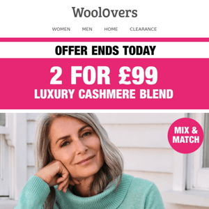ENDS TODAY | 2 For £99 Luxury Cashmere Blend 