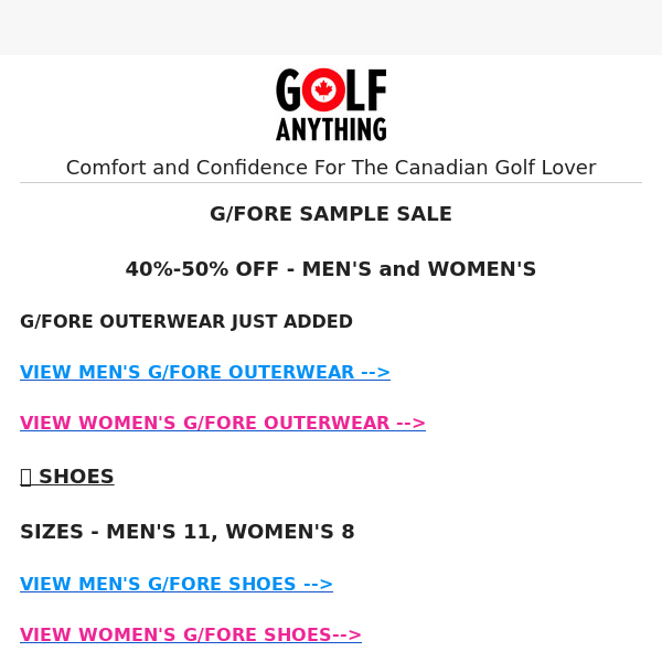 G/FORE 2023 SAMPLE SALE - JUST SDDED