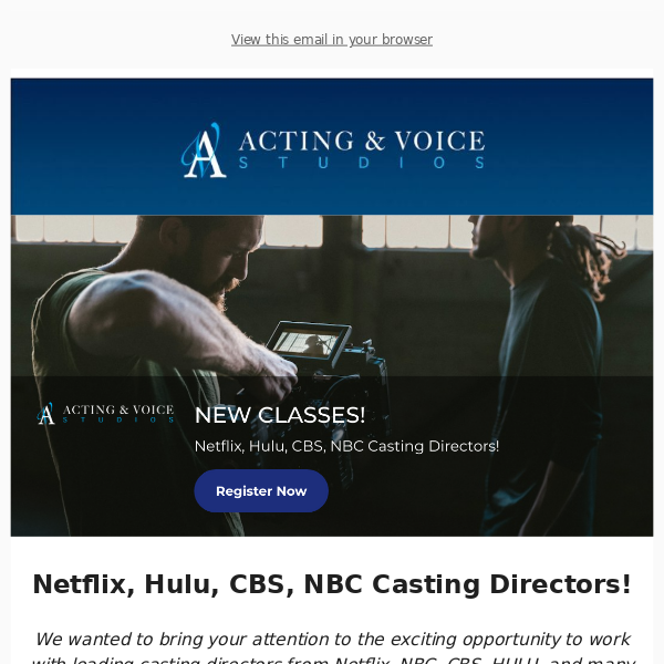Netflix, Hulu, CBS, NBC Casting Directors!