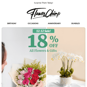 18% OFF Flowers & Gifts