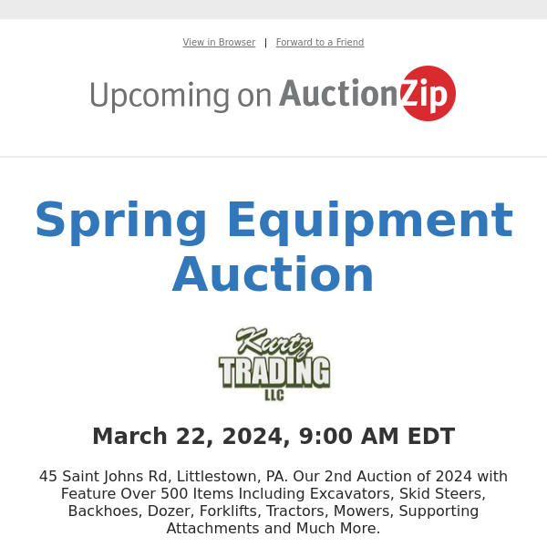 Spring Equipment Auction