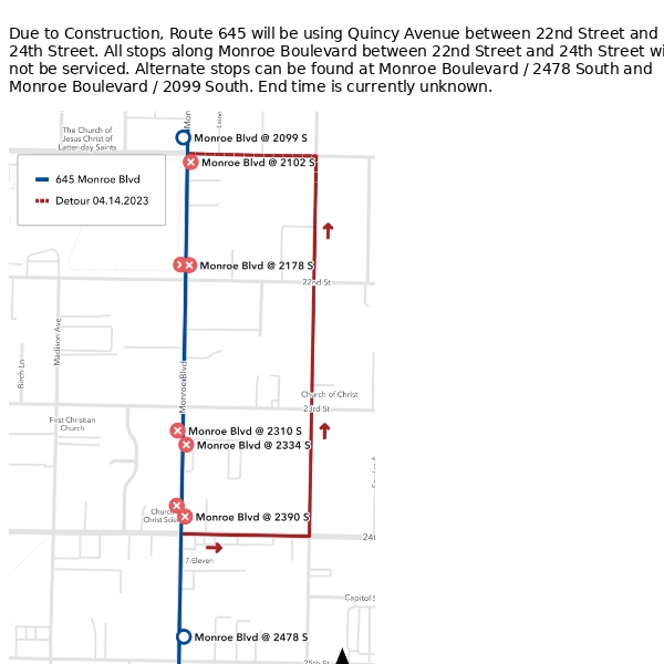 645 - Monroe Blvd On Detour