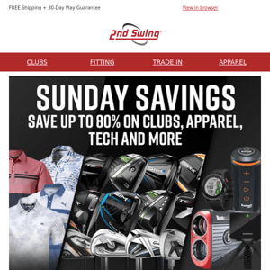 Sunday Savings ⛳ Extra 10% OFF Used Wedges and Putters, 50% OFF Puma Apparel, and More
