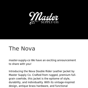 🏍️   Master Supply Co Introducing the Nova Double Rider Leather Jacket!