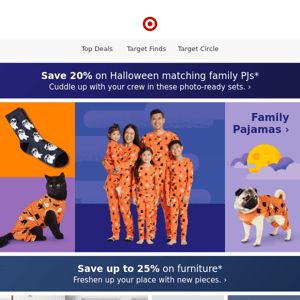 20% off matching family PJs for Halloween 🎃