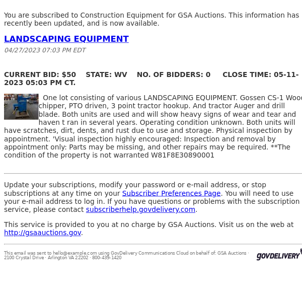 GSA Auctions Construction Equipment Update