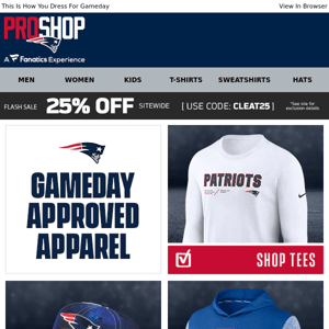 25% Off Gameday Approved Apparel