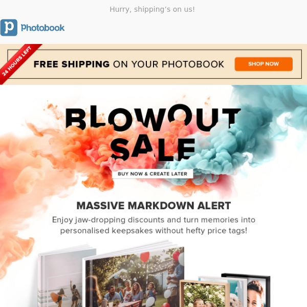24 Hours Left: Free Shipping on Photobooks 🔥