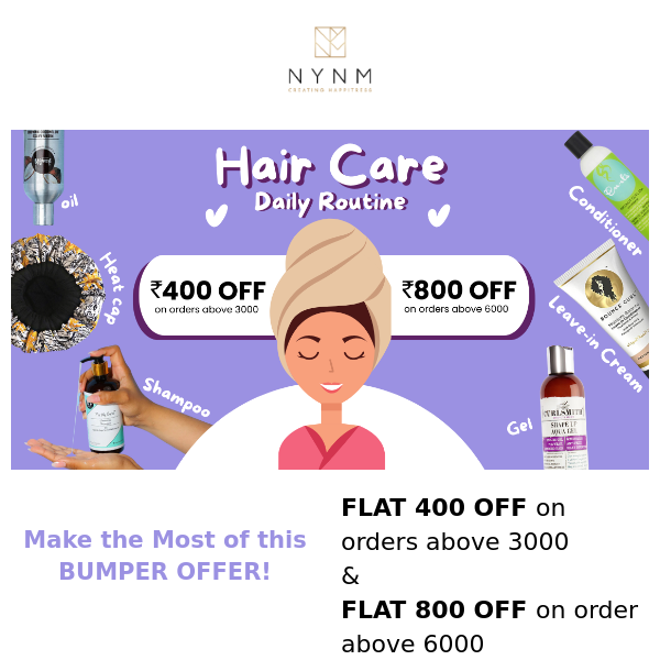 FLAT 800 OFF on haircare products sitewide