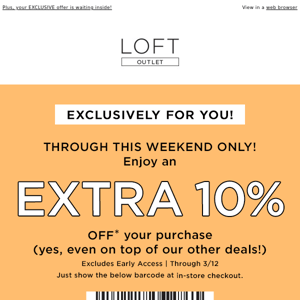 Join us this weekend to shop up to 50% OFF tops and so much more!