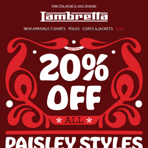 EXTRA 20% OFF ALL PAISLEY STYLES⚡