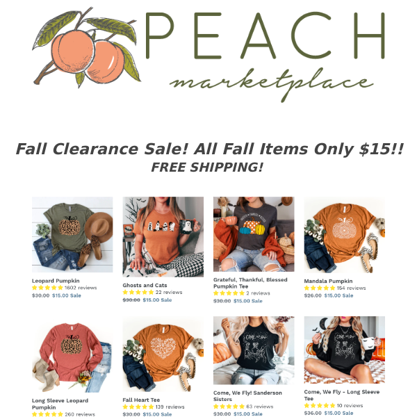 All Fall Tees $15! 🧡 Fall Clearance Sale!
