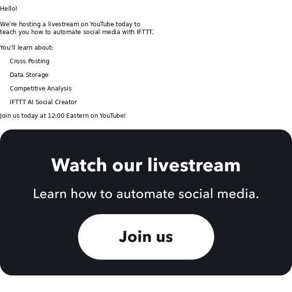Watch our social media automation livestream today! 🤖