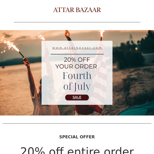 Celebrate the Fourth of July with our exclusive 20% off sale.