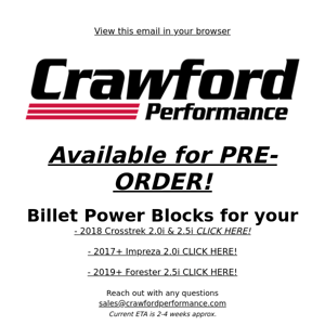 Crawford Billet Power Blocks for your Subaru