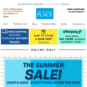 The Children's Place, ONLINE NOW $4, $5, & $6 SUMMER styles!