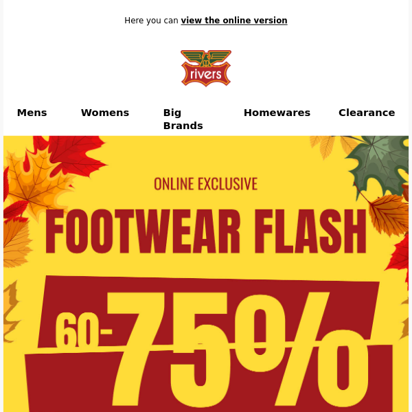 🤩60-75%* OFF Footwear Flash - Katies