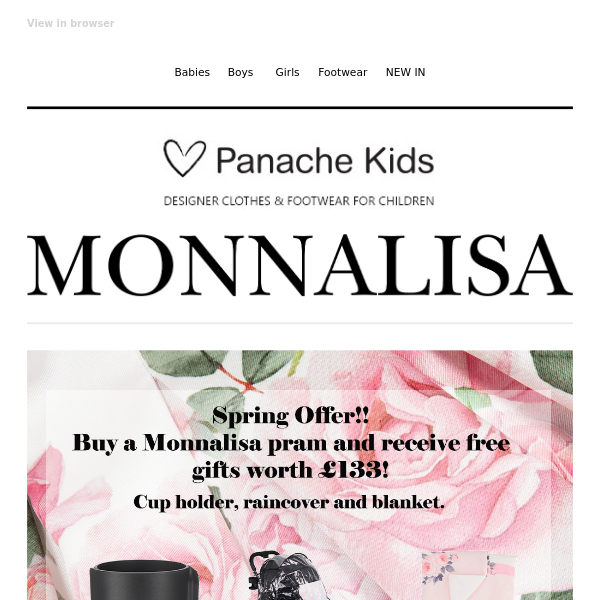 SPRING OFFER! Buy A Monnalisa Stroller & Receive Free Gifts Worth £133! 🌷