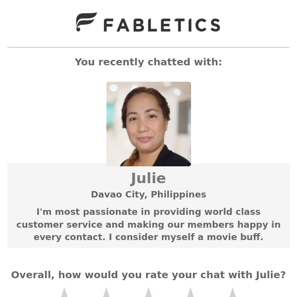 How was your chat with Julie?