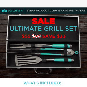 Save $33 on our Grill Set. Now only $55!