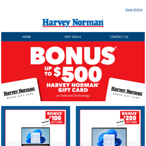 Bonus Gift Card at Harvey Norman!