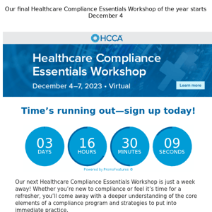 Your last chance for 2023 compliance essentials is coming soon!