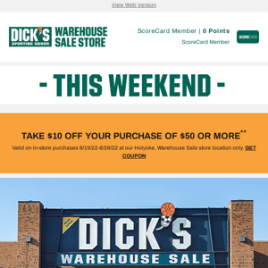 THIS WEEKEND: 🎉 DICK'S warehouse store grand opening @ Holyoke!