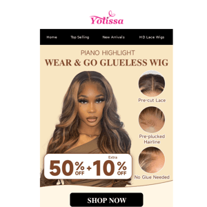 60% OFF! New Arrival Wear To Go Highlight Wig