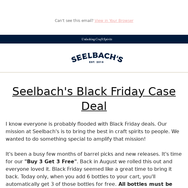 Seelbach's Black Friday - The CASE Deal Is Back!! - Seelbach's