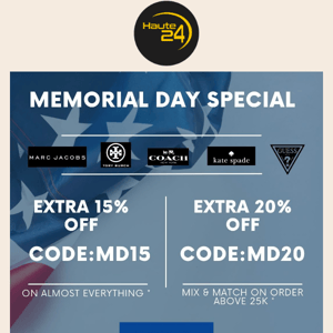 Memorial Day Savings! Extra 20% Off 💥