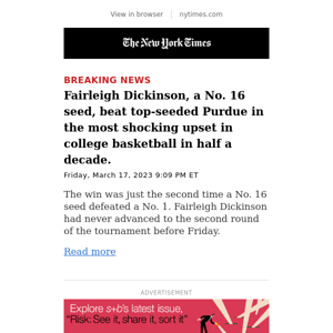 Breaking News: Purdue falls to No. 16 seed Fairleigh Dickinson