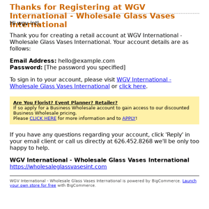 Thanks for Registering at WGV International - Wholesale Glass Vases International